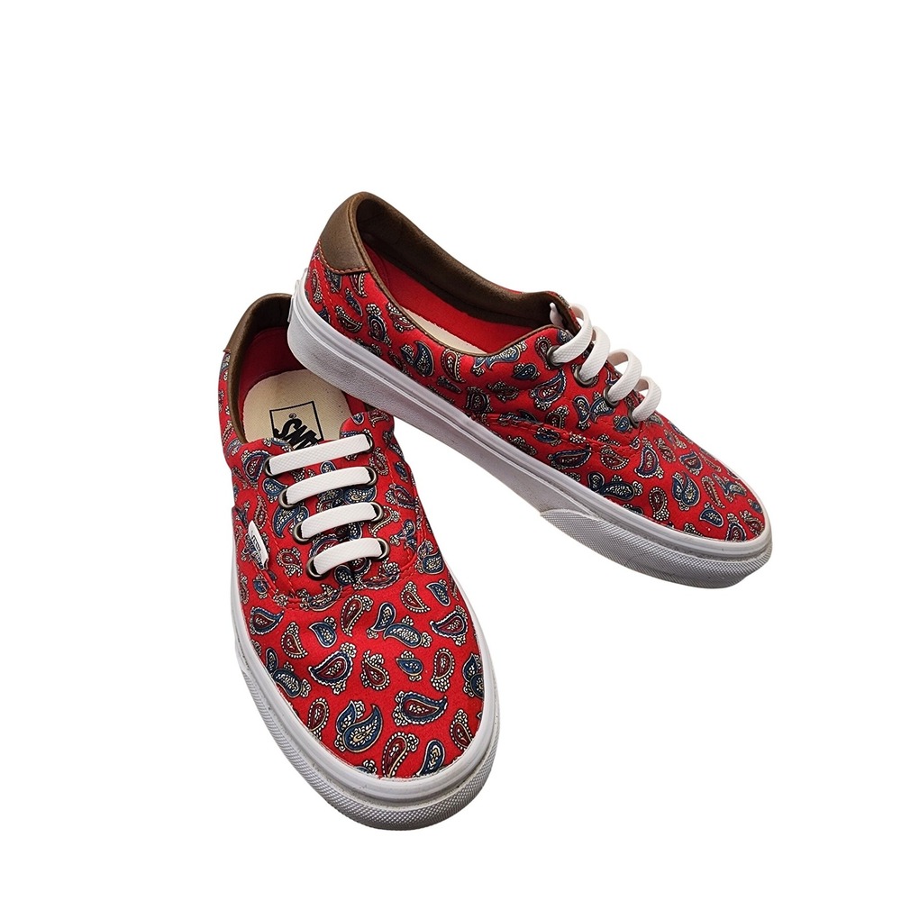 Vans Era 59 Red Paisley Canvas Skate Shoes Womens 6.5 Mens 5 Low Top Sneakers